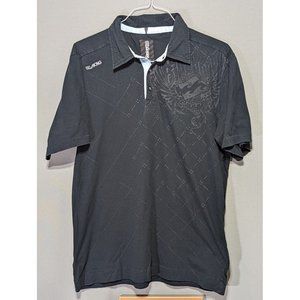 Billabong Design Filagree Black Polo Shirt Sz XL Embroidered Logo Surf Golf